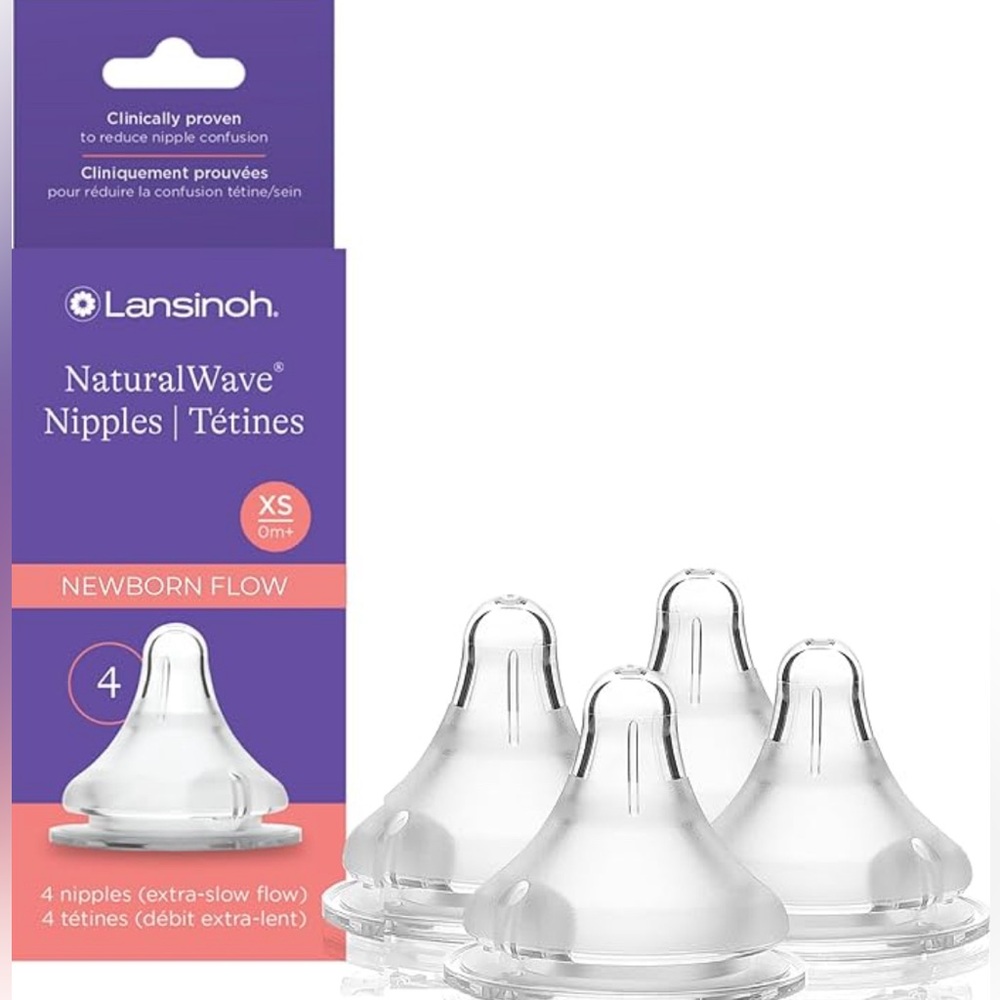 NEW! Lansinoh NaturalWave Newborn Flow Nipples - Clear (4 pack) Sealed Box
